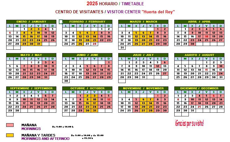 Horario centro de visitantes Huerta del Rey Hornachuelos 2025