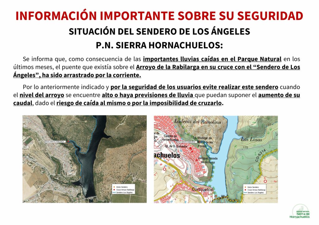 🚶‍♂️‍➡️SITUACIÓN DEL SENDERO DE LOS ÁNGELES P.N. SIERRA HORNACHUELOS